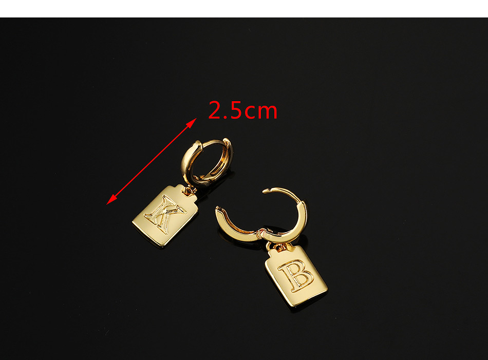Fashion R Copper Pendant Square Letter Earrings (1 Pcs),Earrings