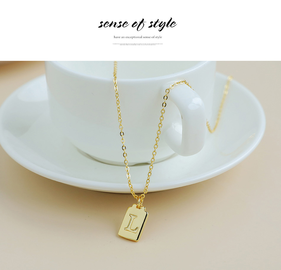 Fashion V Copper Pendant Square Letter Necklace,Necklaces
