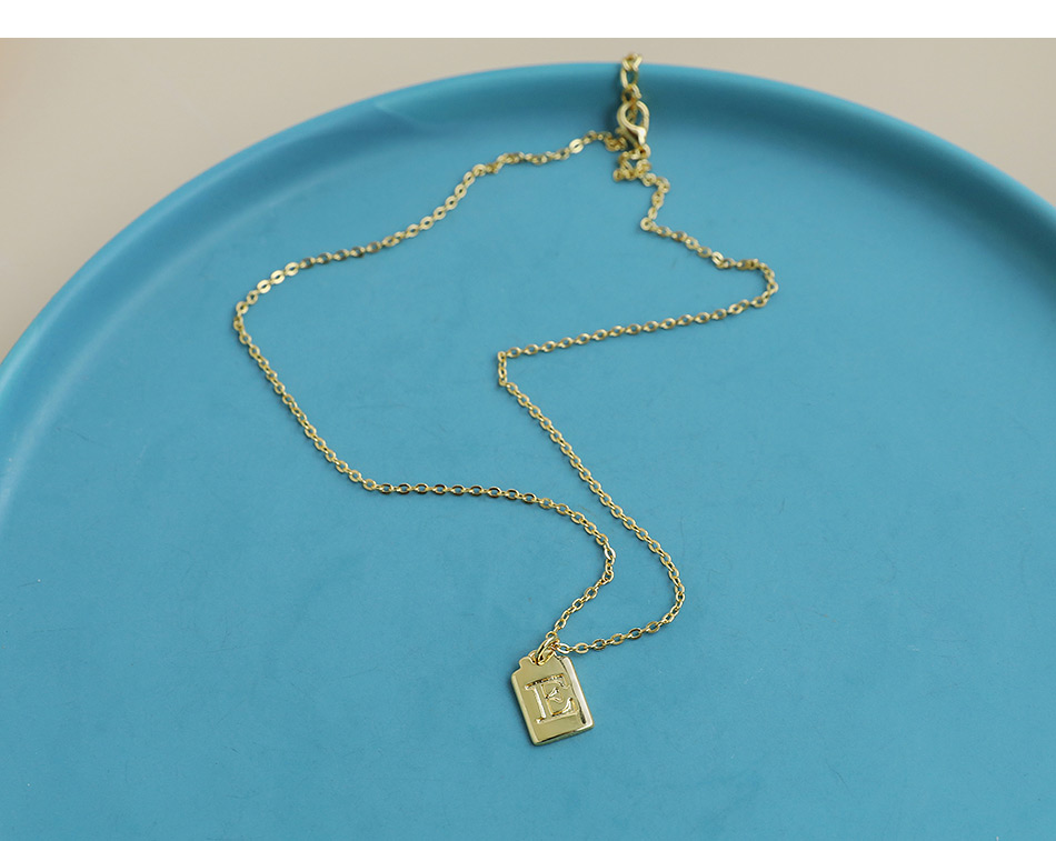 Fashion R Copper Pendant Square Letter Necklace,Necklaces