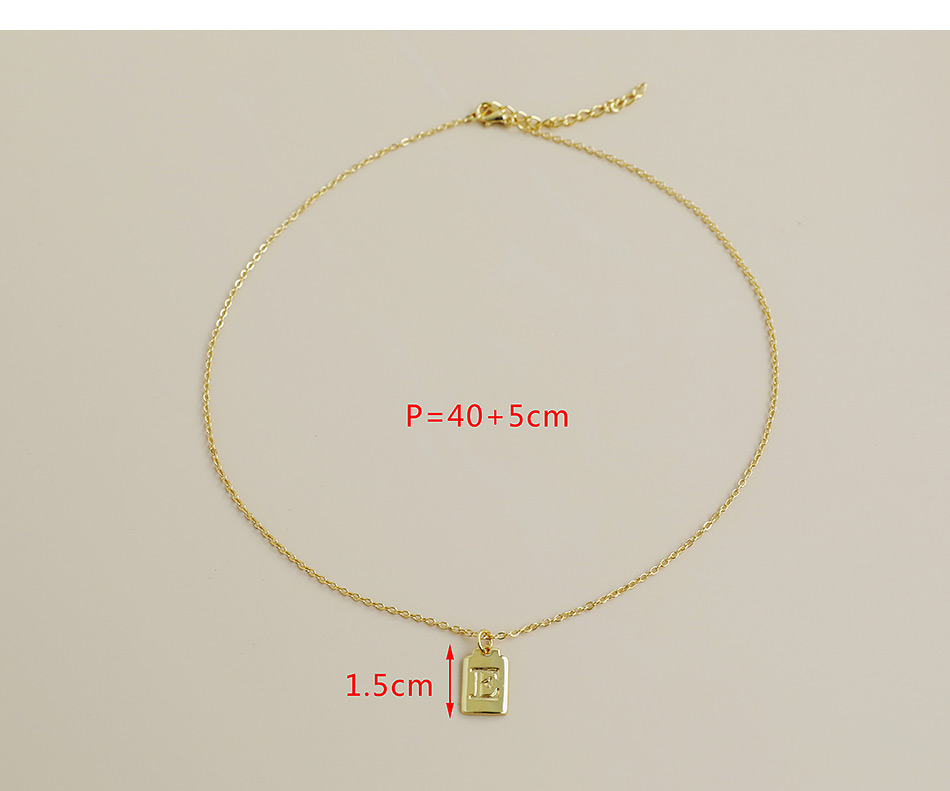 Fashion F Copper Pendant Square Letter Necklace,Necklaces