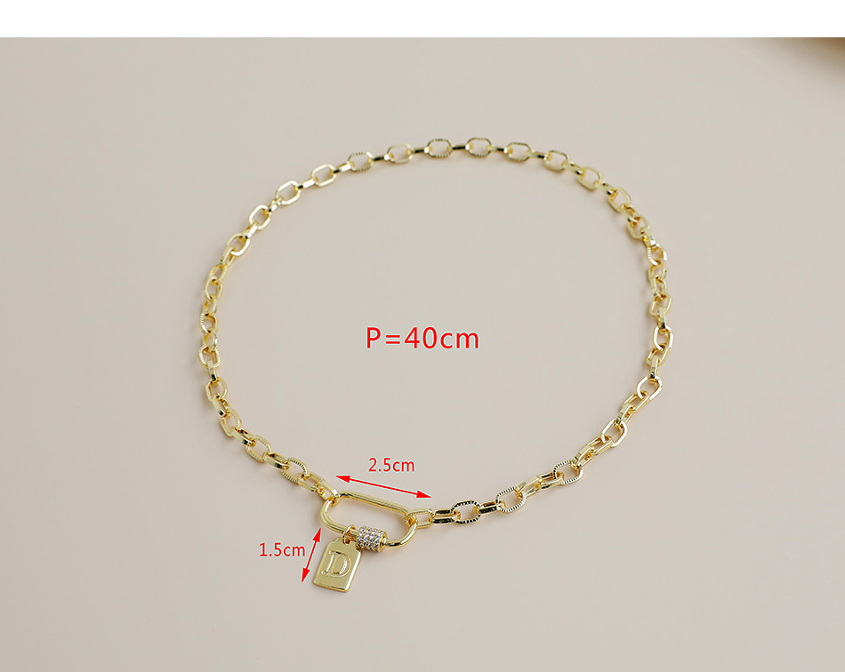 Fashion R Copper Inlaid Zircon Thick Chain Ring Pendant Letter Necklace,Necklaces