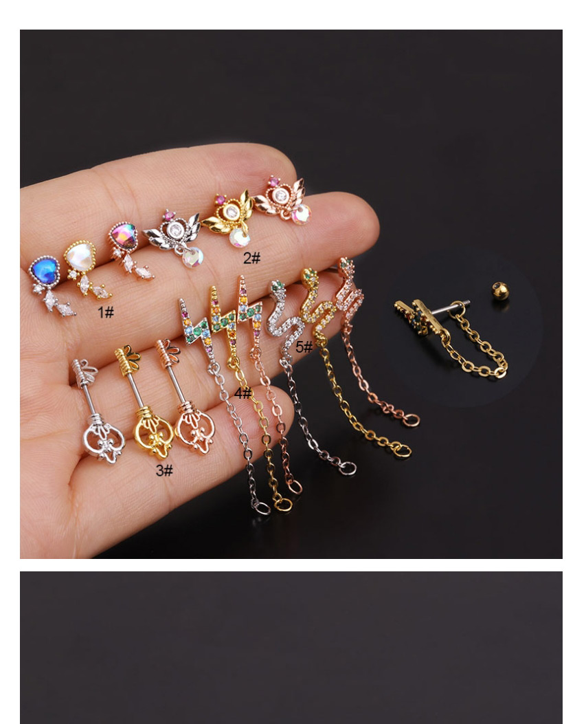 Fashion 1# Rose Gold Stainless Steel Pendant Geometric Micro-inlaid Zircon Earrings,Earrings