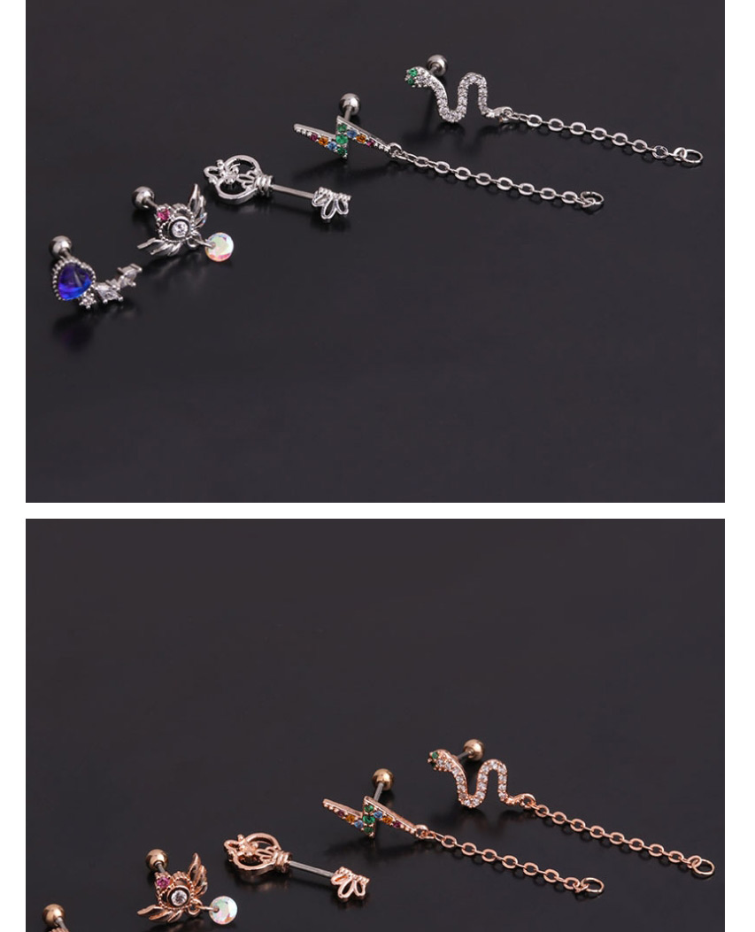 Fashion 4#rose Gold Stainless Steel Pendant Geometric Micro-inlaid Zircon Earrings,Earrings