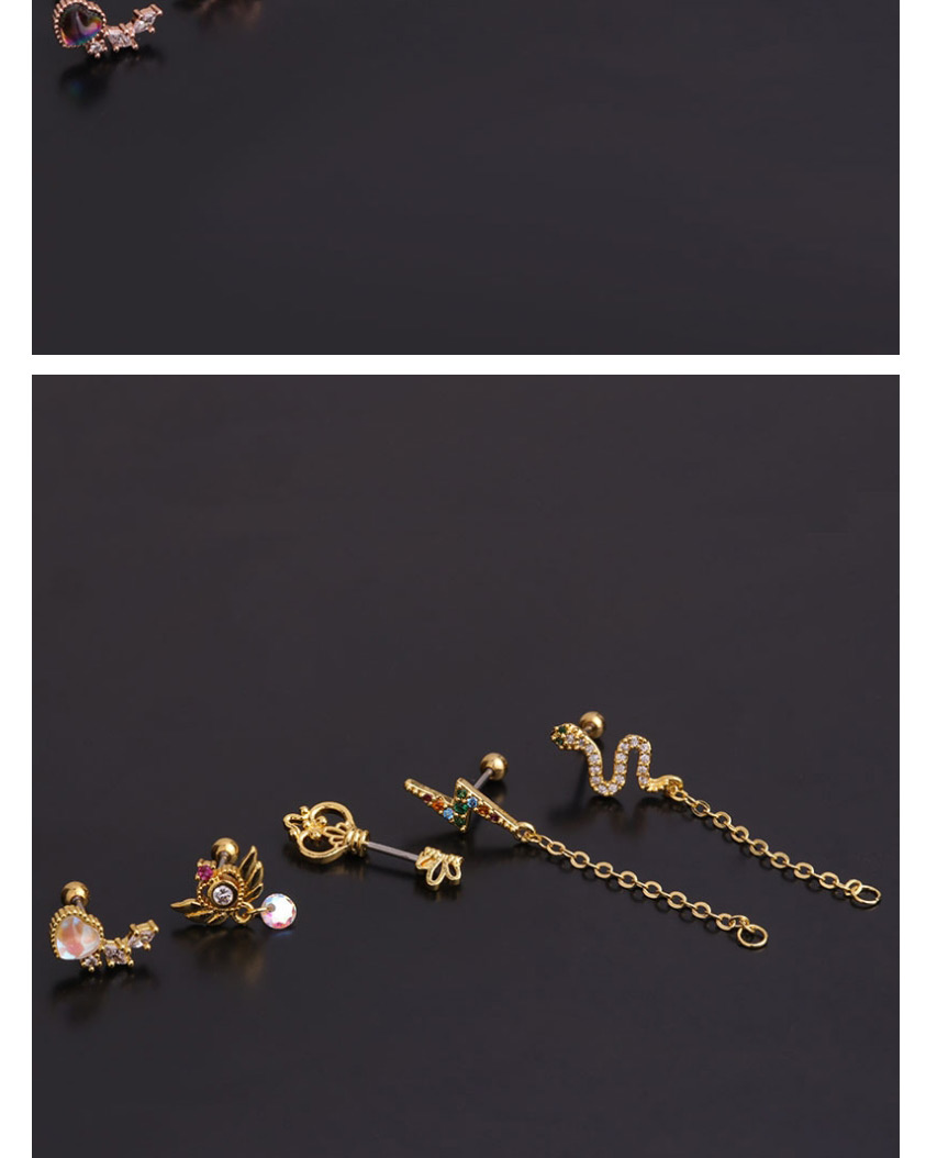 Fashion 4#rose Gold Stainless Steel Pendant Geometric Micro-inlaid Zircon Earrings,Earrings