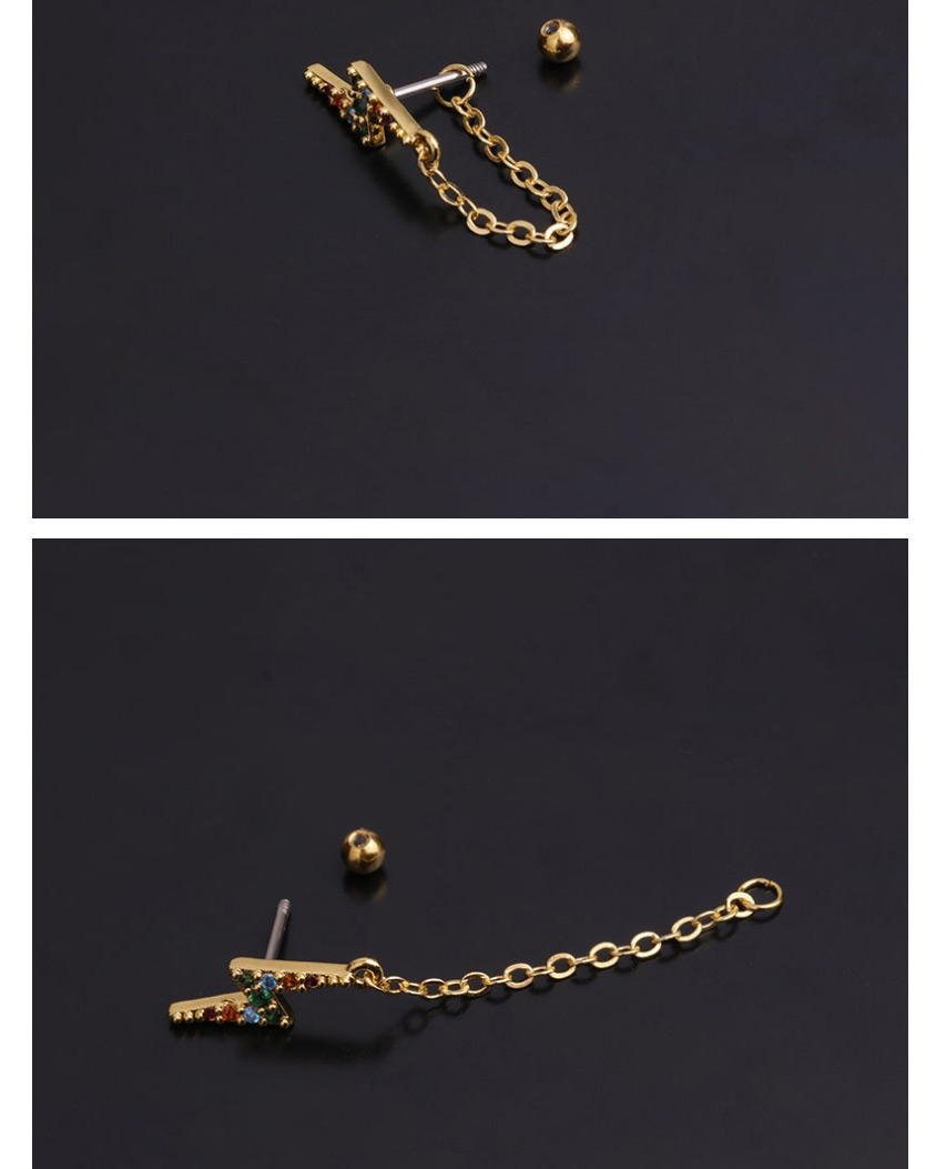 Fashion 1# Rose Gold Stainless Steel Pendant Geometric Micro-inlaid Zircon Earrings,Earrings