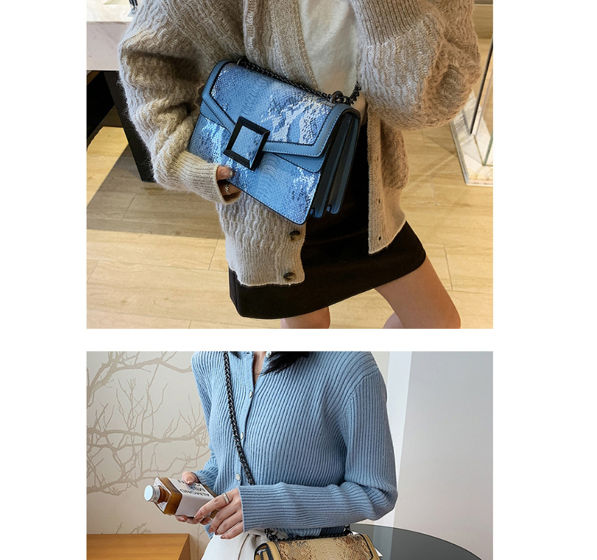 Fashion Blue Chain Snakeskin Print Shoulder Messenger Bag,Messenger bags