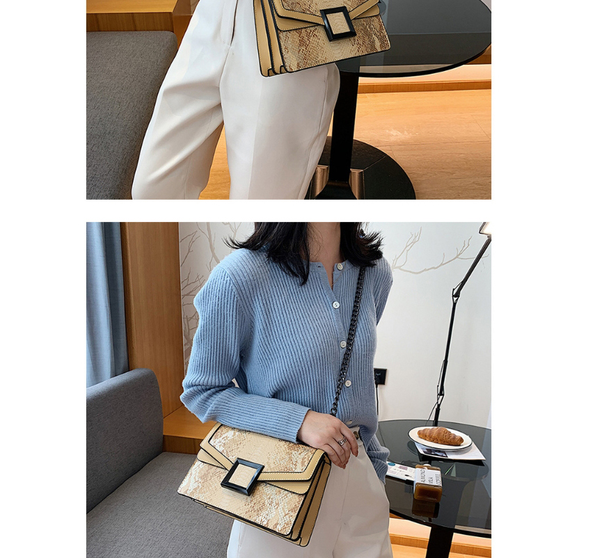 Fashion Yellow Chain Snakeskin Print Shoulder Crossbody Bag,Messenger bags