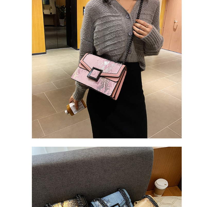 Fashion Pink Chain Snakeskin Print Shoulder Messenger Bag,Messenger bags