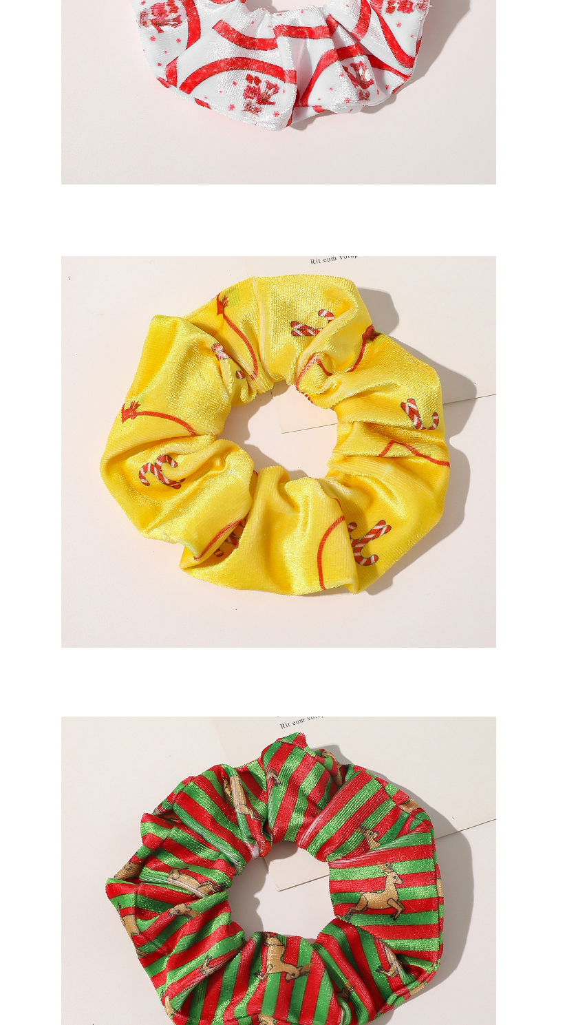 Fashion Christmas Flannel Hair Tie-fruit Green Christmas Printed Flannel Large Intestine Ring Hair Rope,Hair Ring