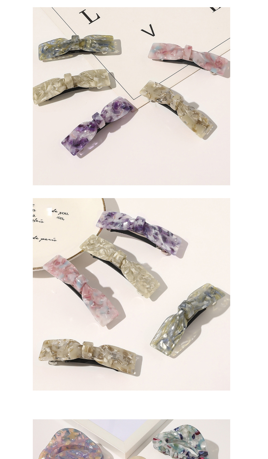 Fashion Hairpin Bow Tie Large-purple Acetate Sheet Geometric Hollow Grip Hairpin,Hair Claws