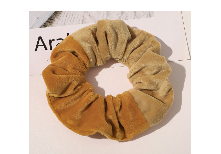 Fashion Coffee Caramel Velvet Contrast Color Stitching Large Intestine Loop Hair Rope,Hair Ring