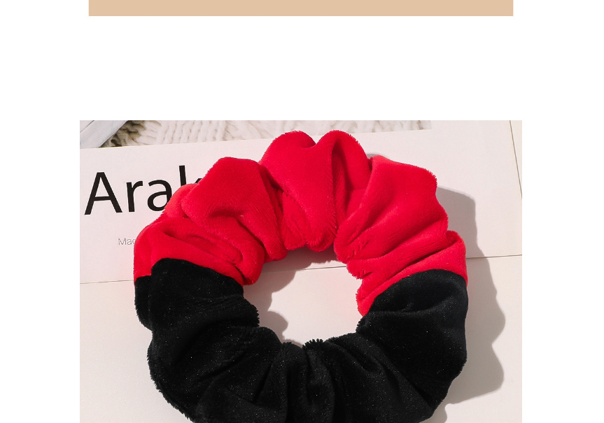 Fashion Coffee Caramel Velvet Contrast Color Stitching Large Intestine Loop Hair Rope,Hair Ring