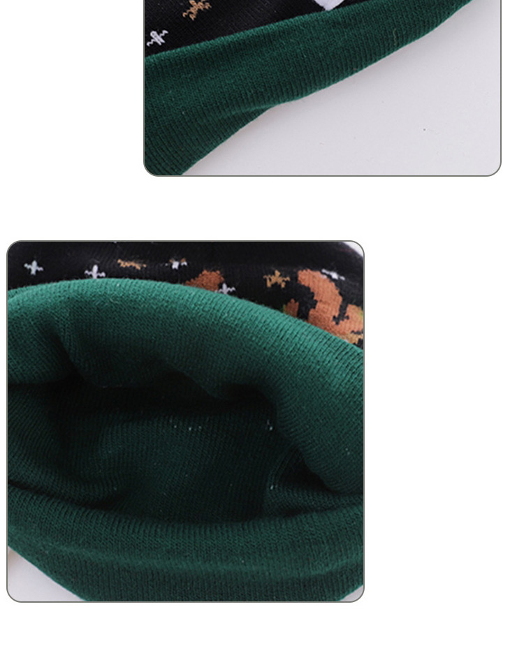 Fashion Navy Elk Christmas Wool Ball Thickened Contrast Printing Knitted Hat (without Light),Knitting Wool Hats