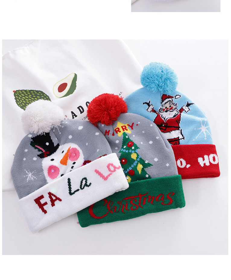 Fashion Old Man Christmas Printed Woolen Ball And Fleece Knit Hat (not Charged),Knitting Wool Hats