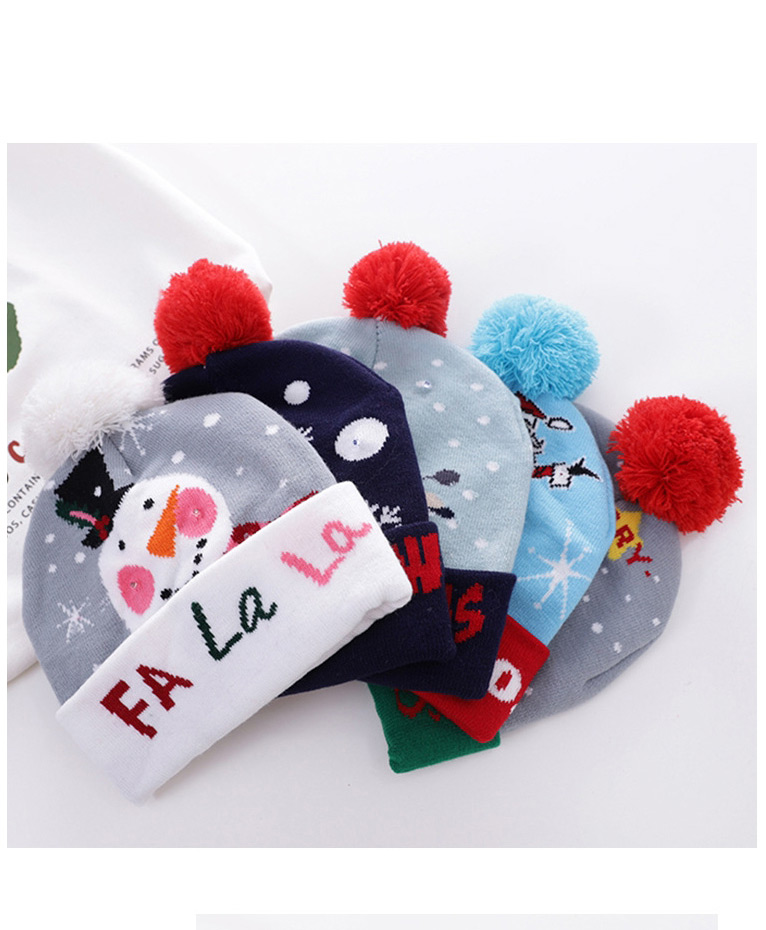 Fashion Old Man Christmas Printed Woolen Ball And Fleece Knit Hat (not Charged),Knitting Wool Hats