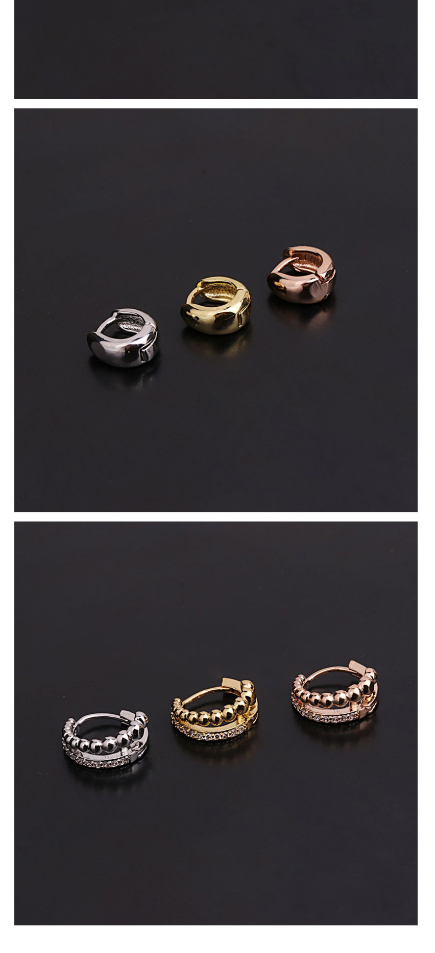 Fashion 1# Rose Gold Micro-inlaid Zircon Flowers Stainless Steel Geometric Earrings,Earrings