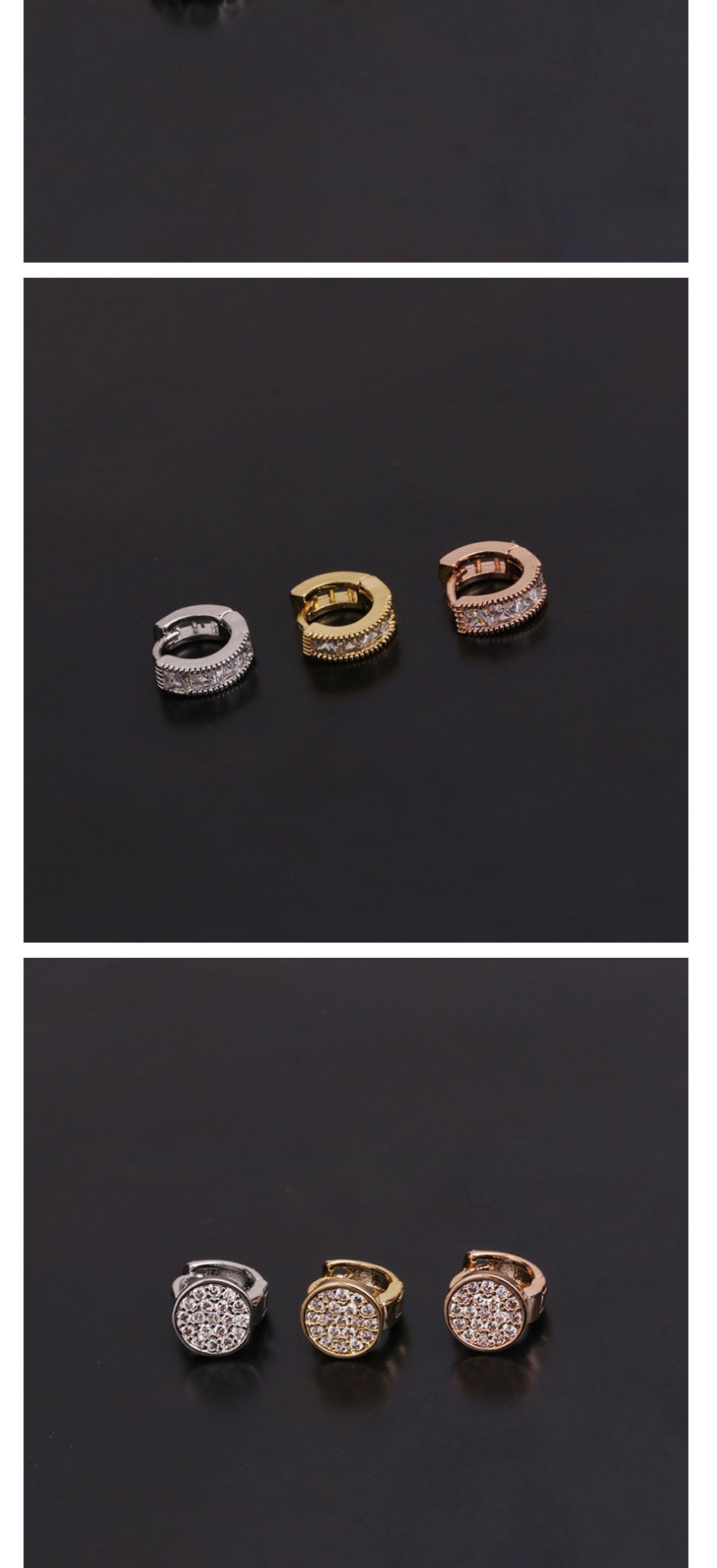 Fashion 16#rose Gold Micro-inlaid Zircon Flowers Stainless Steel Geometric Earrings,Earrings