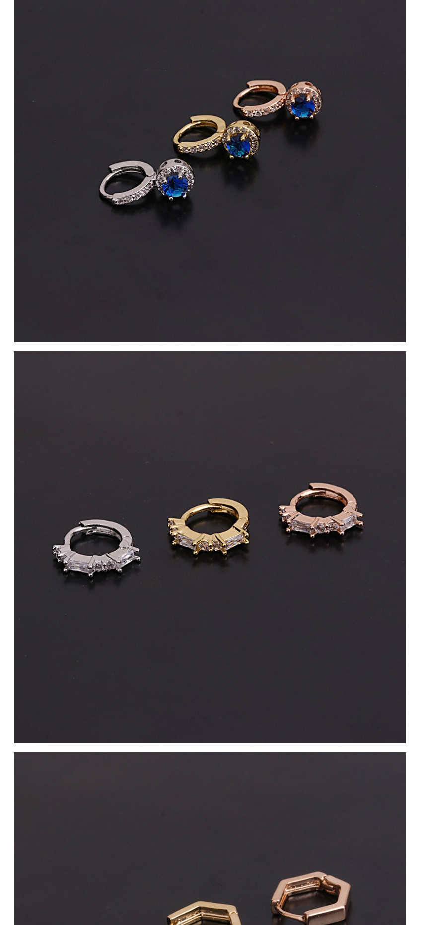 Fashion 10# Rose Gold Micro-inlaid Zircon Flowers Stainless Steel Geometric Earrings,Earrings