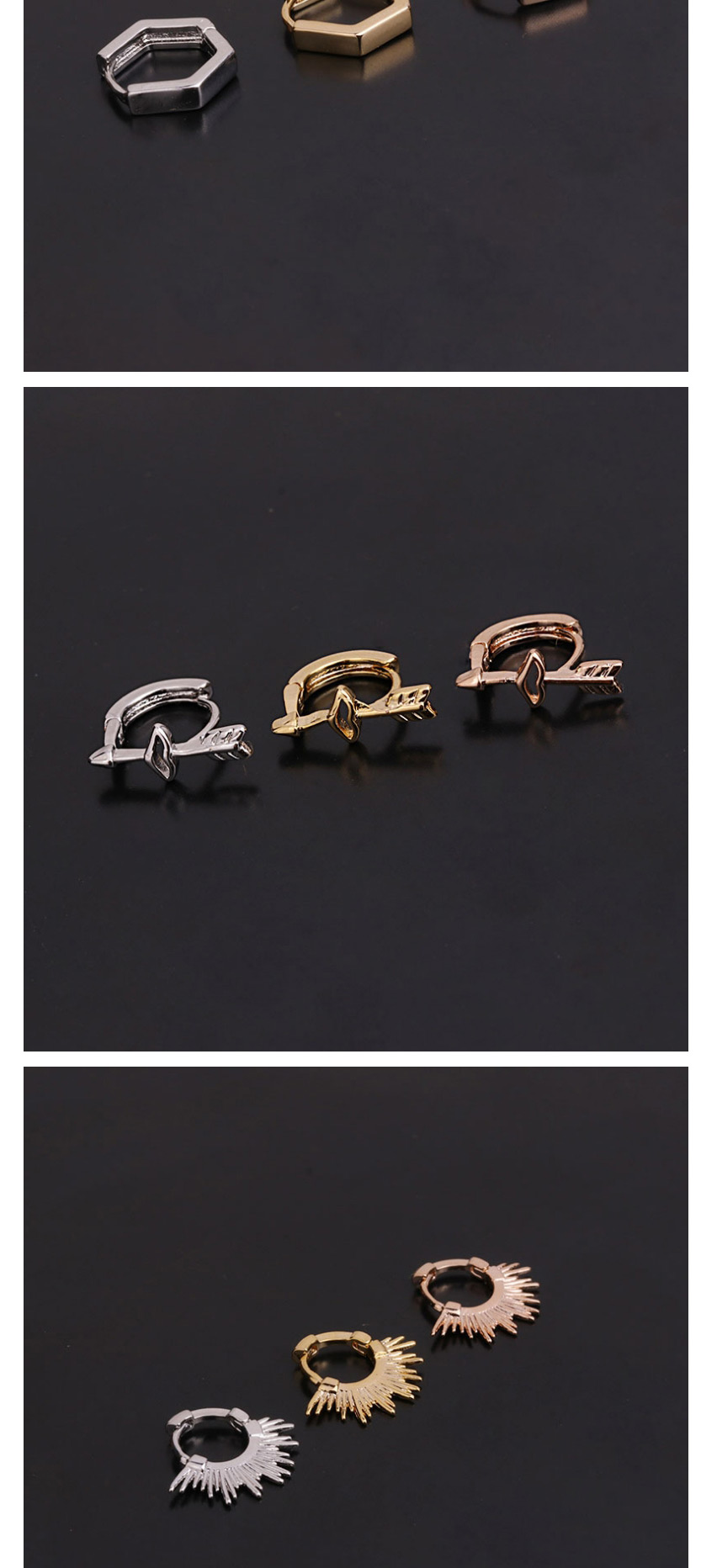 Fashion 17#rose Gold Micro-inlaid Zircon Flowers Stainless Steel Geometric Earrings,Earrings
