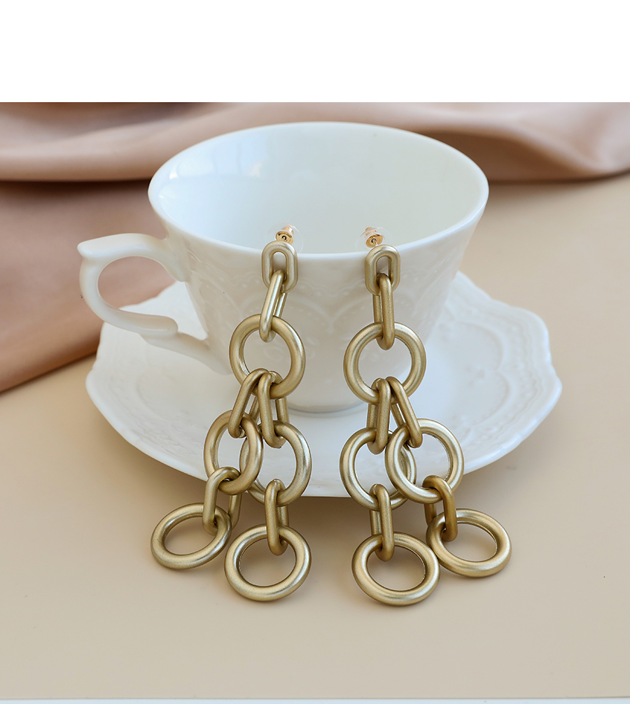 Fashion Gold Color Gray Resin Chain Tassel Earrings,Drop Earrings