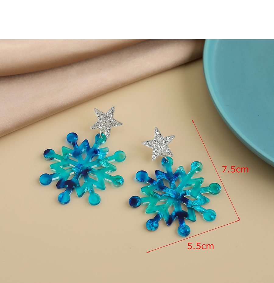 Fashion Green Resin Five-pointed Star Snowflake Earrings  Resin,Drop Earrings
