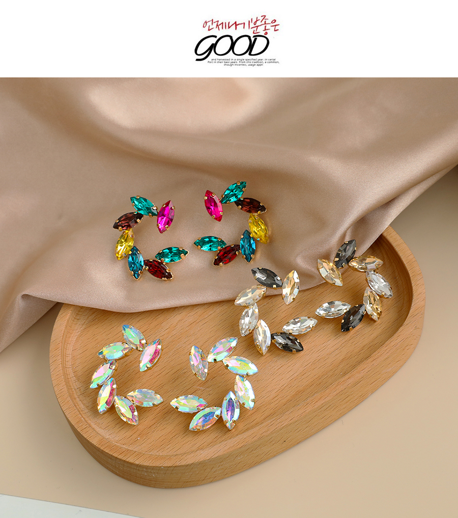 Fashion Ab Color Alloy Diamond U-shaped Earrings,Stud Earrings