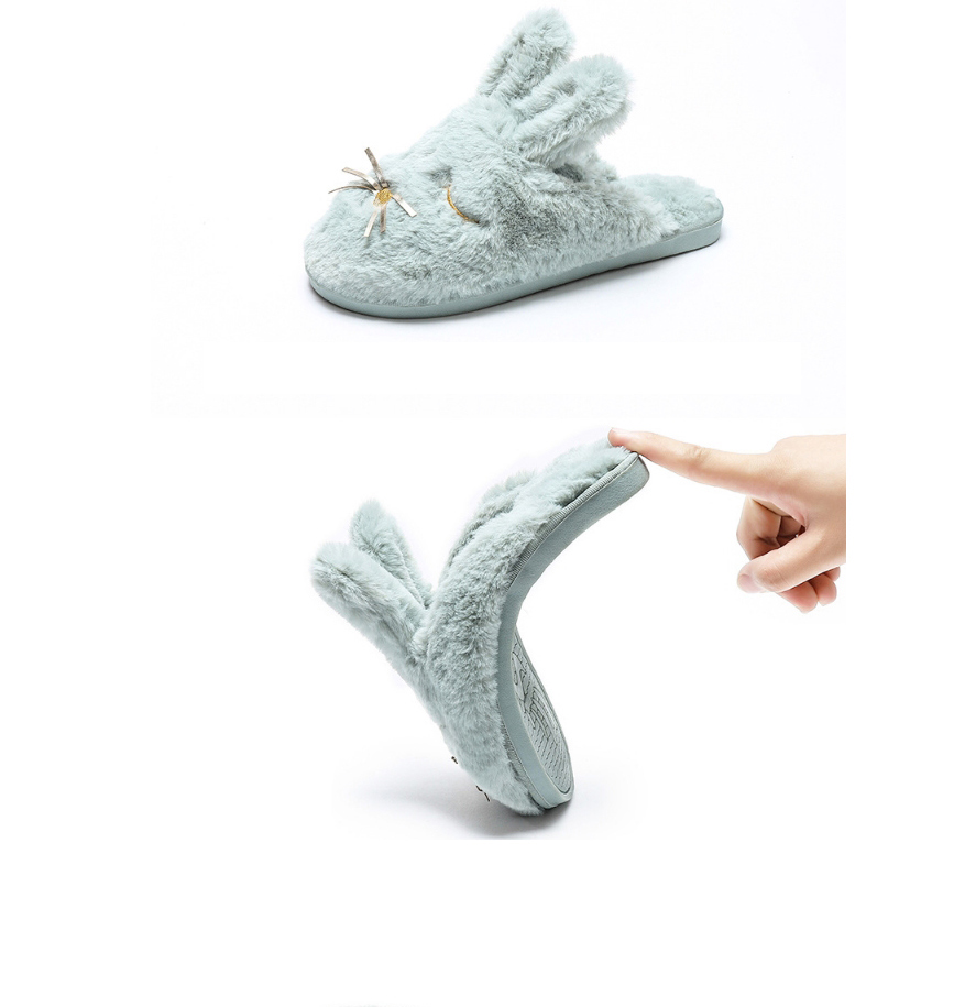 Fashion Beige Rabbit Plush Toe Slippers,Slippers
