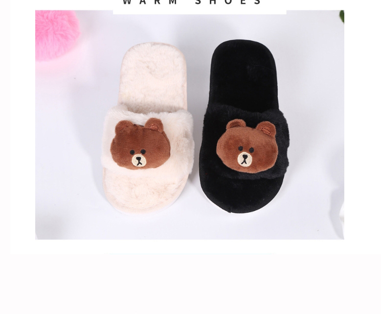 Fashion Pink Bunny Bear Plush Non-slip Children S Cotton Slippers,Slippers