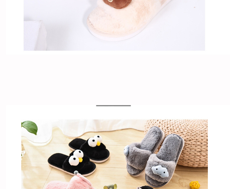 Fashion Gray Bunny Bear Plush Non-slip Cotton Slippers For Children,Slippers