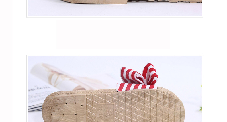 Fashion Blue Striped Linen Sandals And Slippers With Bow,Slippers