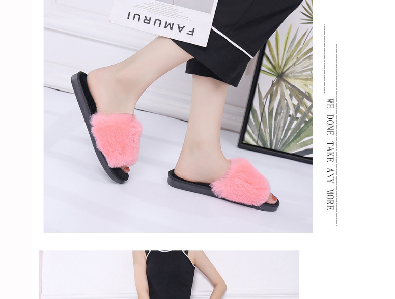 Fashion Gray Plush Non-slip Flat Slippers,Slippers