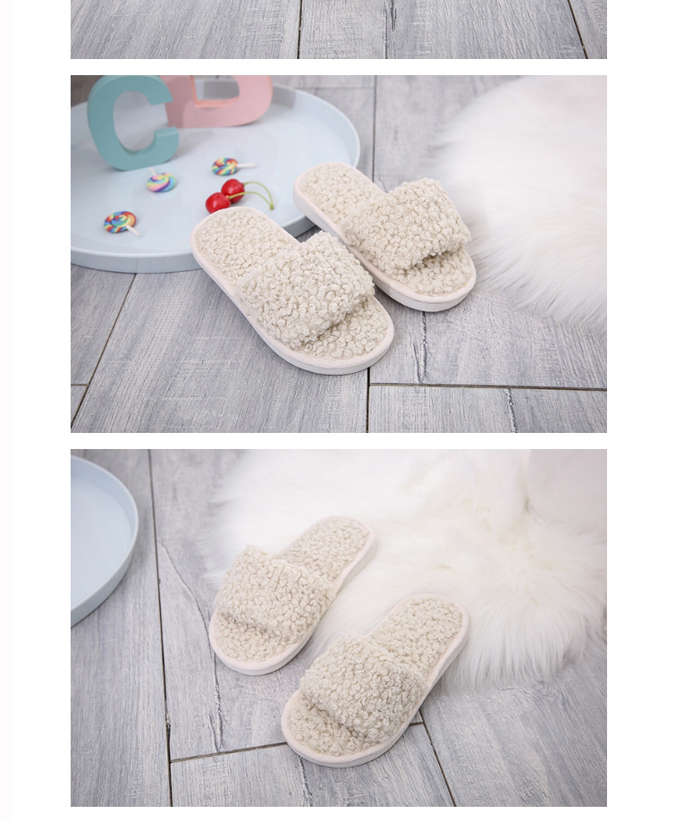 Fashion Brown Lamb Wool Flat-bottomed Children S Slippers,Slippers