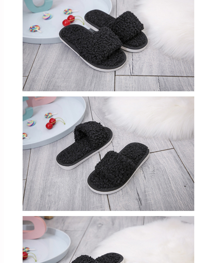 Fashion Black Lamb Wool Flat-bottomed Children S Slippers,Slippers