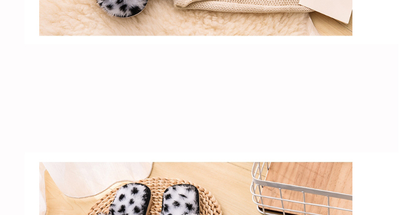 Fashion Covered Leopard Beige Leopard Print Bow Parent-child Plush Slippers,Slippers