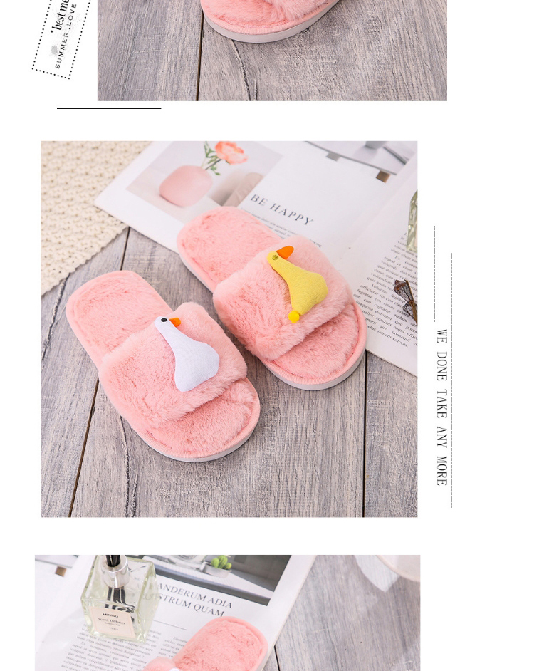 Fashion Black Chicken And Duck Flat Plush Slippers,Slippers