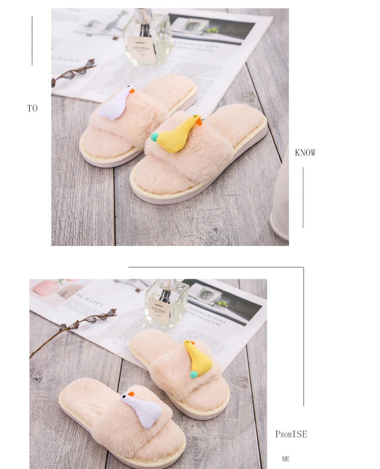 Fashion Gray Chicken And Duck Flat-bottomed Plush Slippers,Slippers