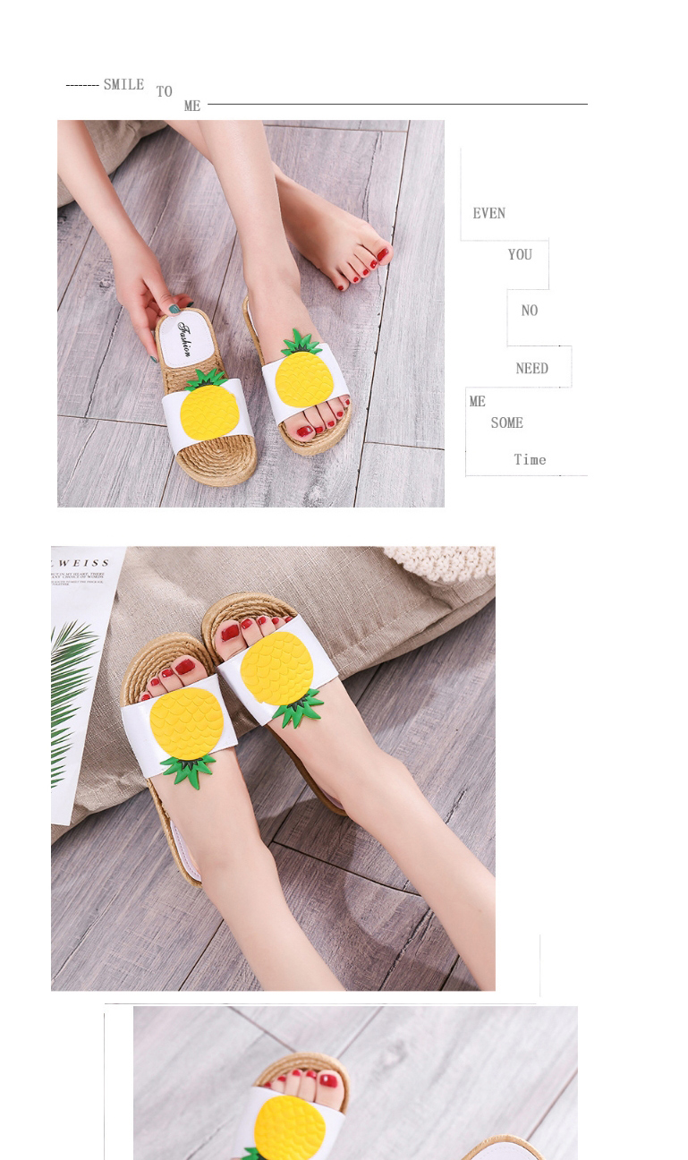 Fashion White Pineapple Fruit Flat Slippers,Slippers