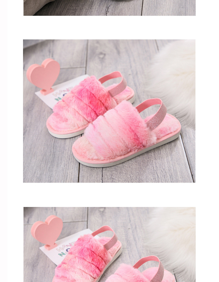 Fashion Deep Rainbow Flat Slippers With Plush Buckle,Slippers