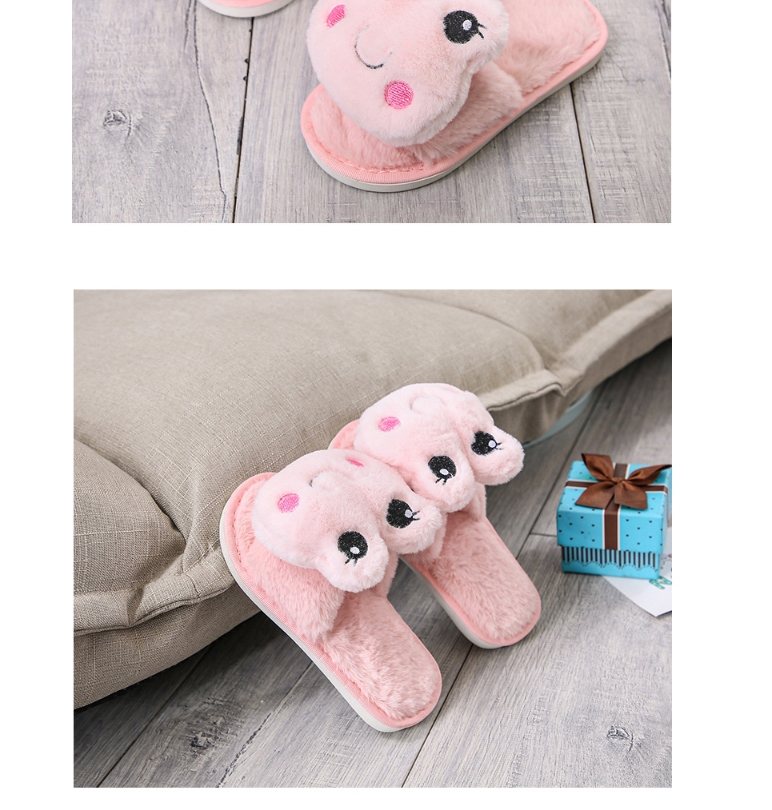 Fashion Children S Pink Plush Leaping Frog Indoor Soft Bottom Leap-toe Parent-child Slippers,Slippers