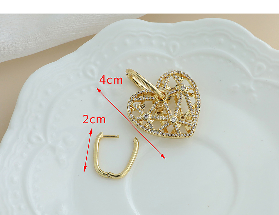 Fashion Golden Copper Inlaid Zircon Irregular Love Stud Earrings,Earrings