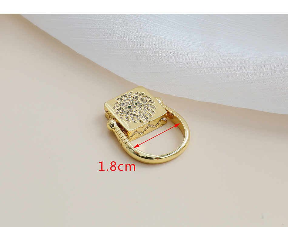 Fashion Golden Copper And Zircon Lion Ring,Rings
