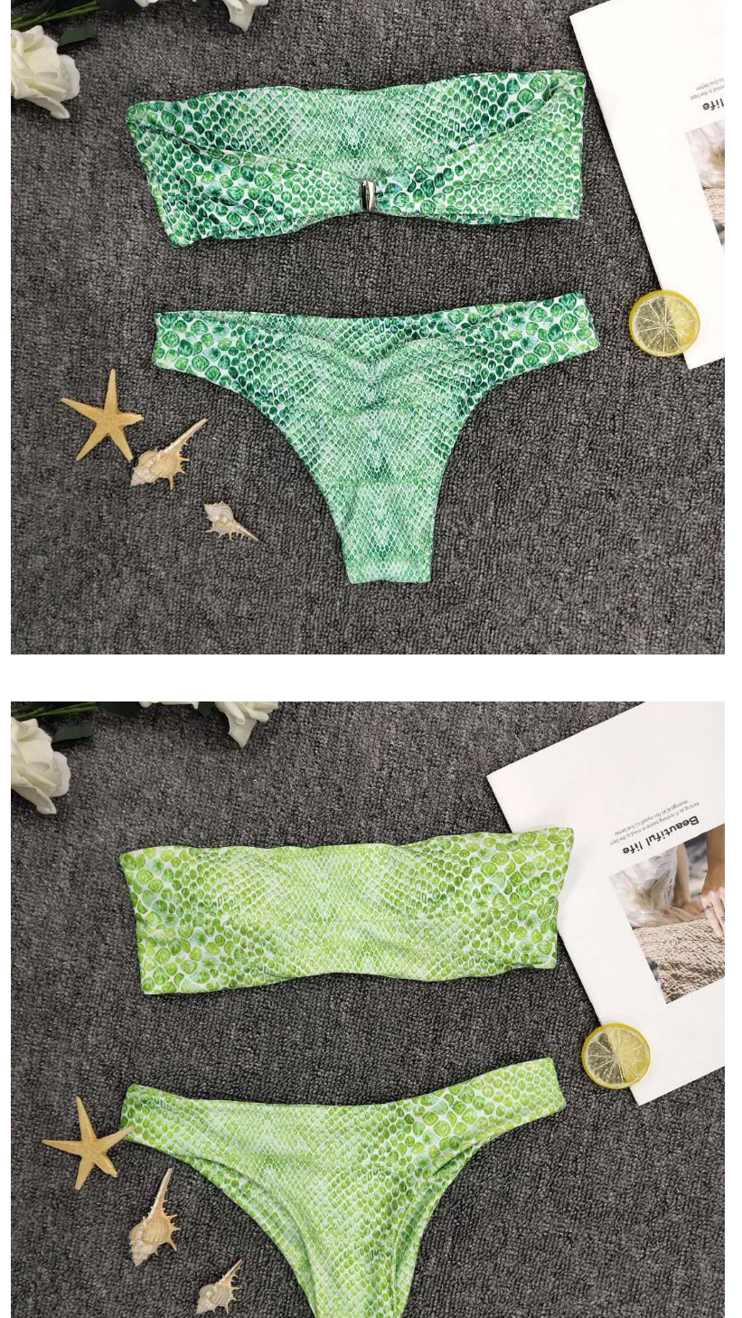 Fashion Green Bandeau Leopard And Snakeskin Split Swimsuit,Knitting Wool Hats