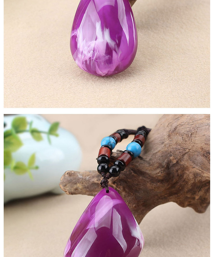 Fashion Diamond Purple Honey Water Droplets Imitation Beeswax Amber Pendant Geometric Sweater Chain,Chains