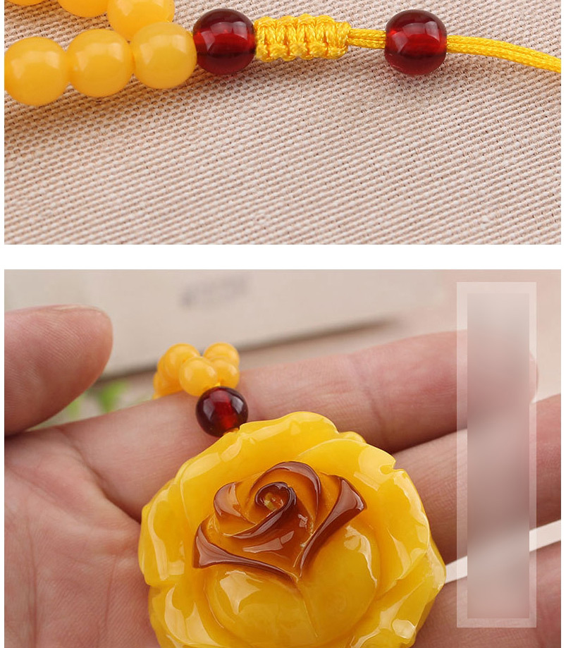 Fashion Rose Flower Imitation Beeswax Bead Necklace Gourd Imitation Beeswax Pendant Geometric Sweater Chain,Chains