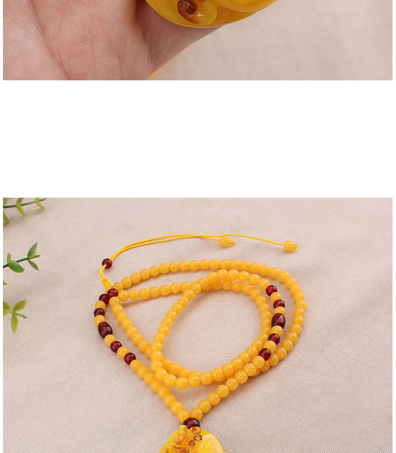 Fashion Rose Flower Imitation Beeswax Bead Necklace Gourd Imitation Beeswax Pendant Geometric Sweater Chain,Chains