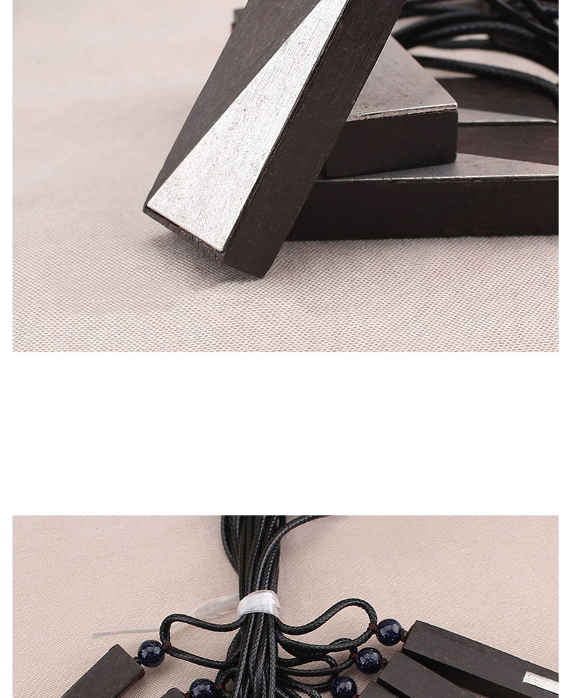 Fashion Yin Yang Ebony Wood Leather Cord Necklace Ebony Pendant Geometric Sweater Chain (single Price),Chains