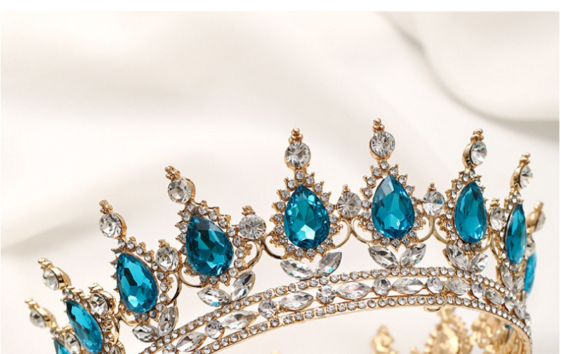 Fashion Silver Blue Diamond Geometric Alloy Full Circle Crown With Rhinestones,Head Band