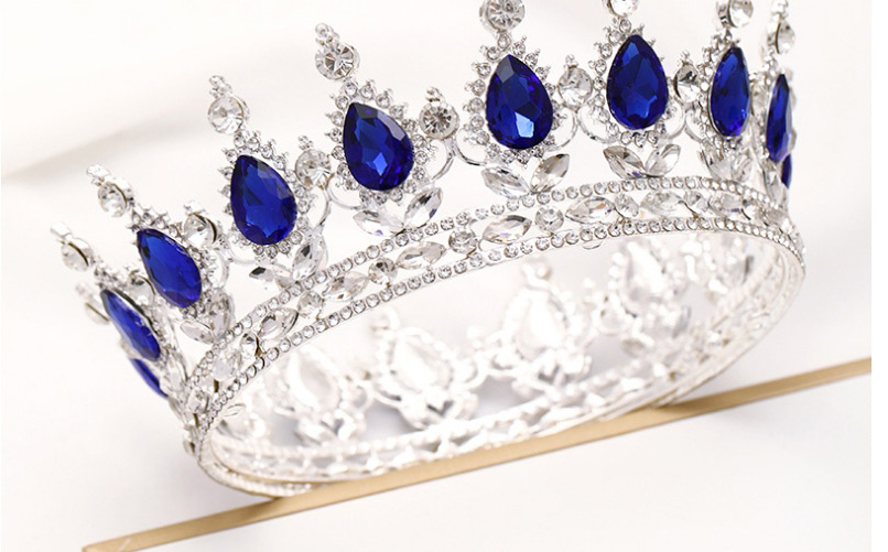 Fashion Silver Blue Diamond Geometric Alloy Full Circle Crown With Rhinestones,Head Band