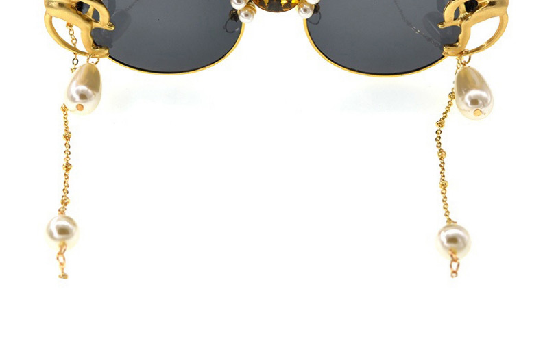 Fashion Golden Plate Carved Monkey Pearl Crystal Sunglasses,Sunglasses Chain