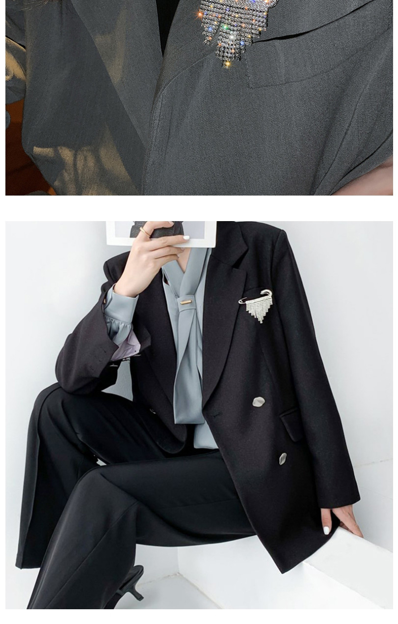 Fashion Triangle Rhinestone Tassel Cardigan Sweater Big Pin,Korean Brooches